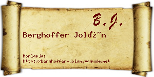 Berghoffer Jolán névjegykártya