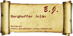 Berghoffer Jolán névjegykártya