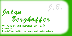 jolan berghoffer business card