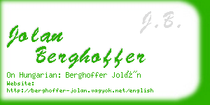 jolan berghoffer business card